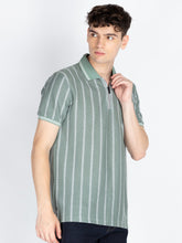 Mens Striped Polo Collar T-Shirt